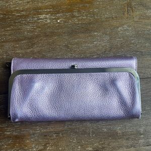 HOBO Rachel Continental Wallet in Pink Metalic Leather